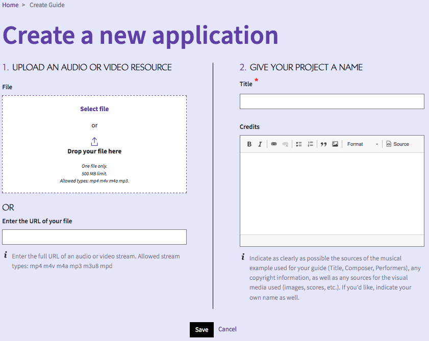 Create new application