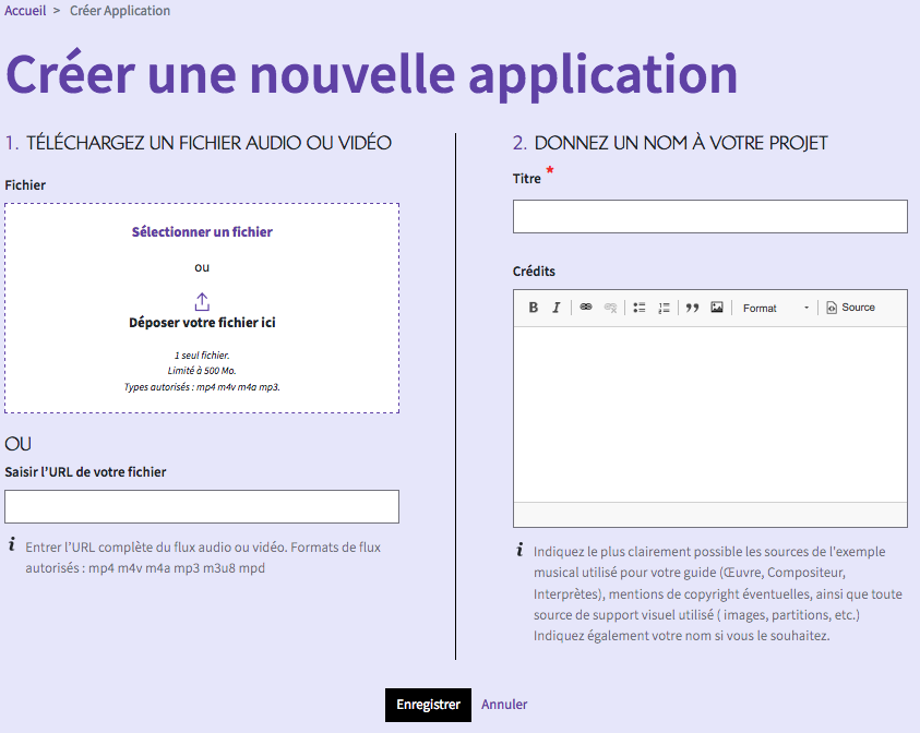 création application