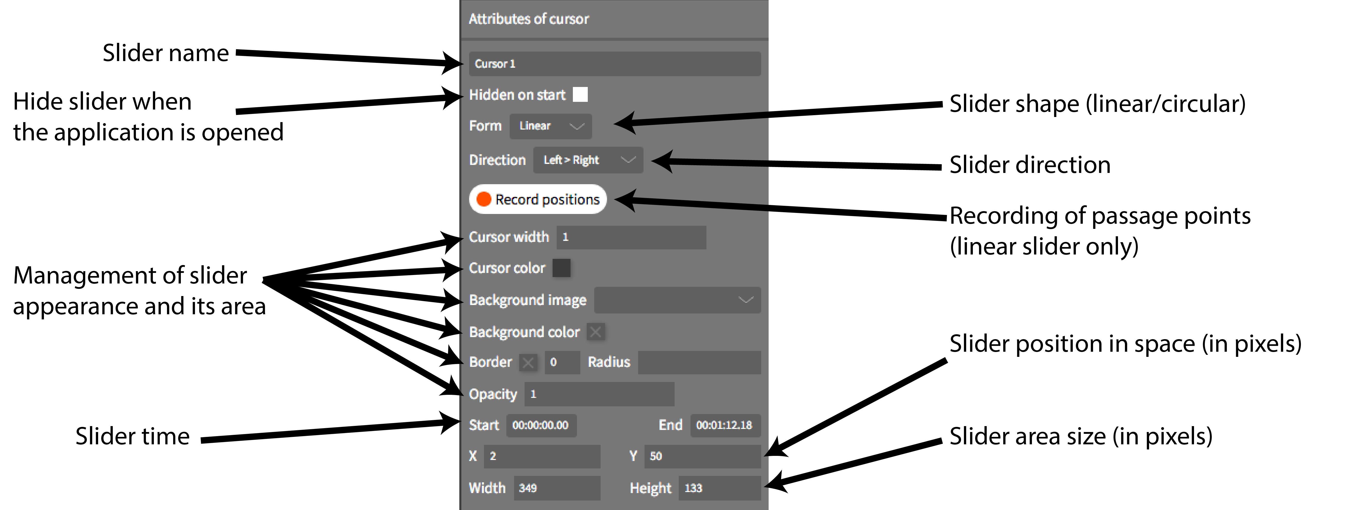 slider attributes